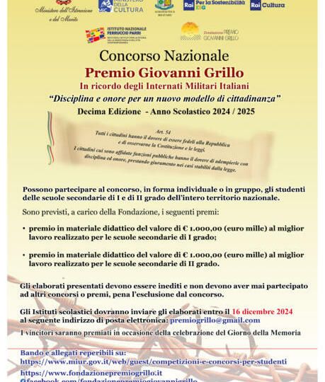 Al via la decima edizione premio nazionale Giovanni Grillo in ricordo degli Internati Militari Italiani dal titolo